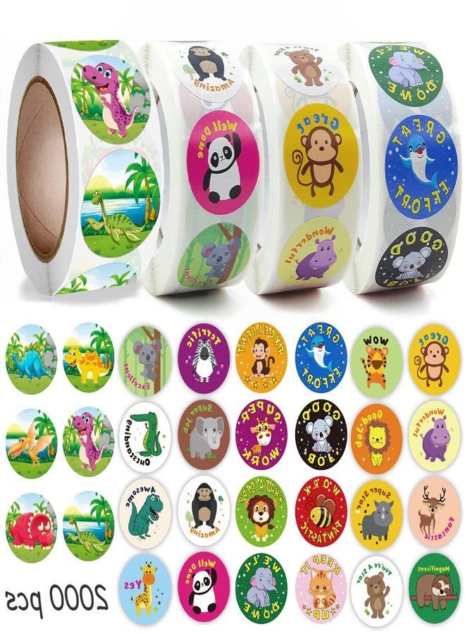 ELEPHANTBOAT® Cartoon Stickers 4 Roll Rewards Labels,Round Self Adhesive Envelopes Tag,Seals Decals for Gift Packing,Unicorn Themed Party Favor,DIY Crafts Decor Stickers,2000 pcs - Image 1